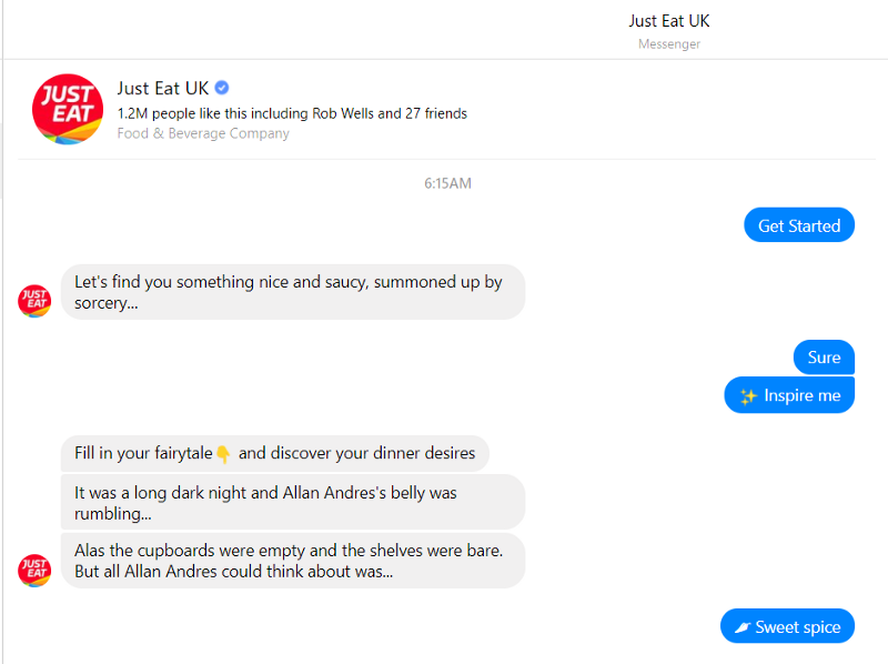 Cattura i clienti con Chatbot Just Eat