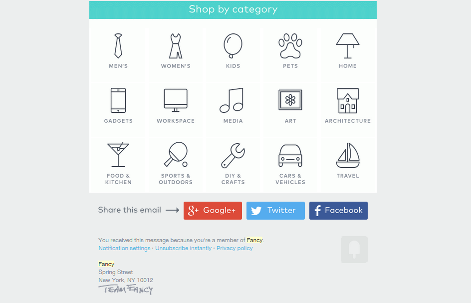 ejemplo de newsletter: Fancy
