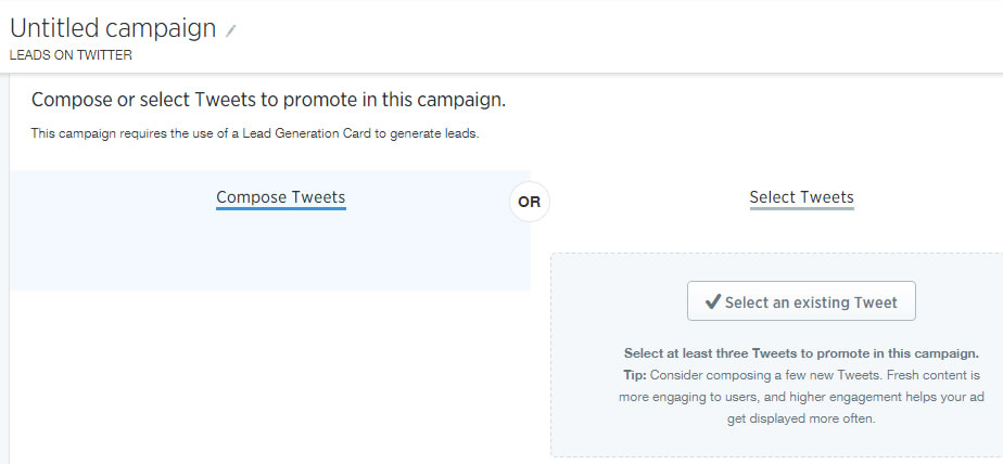 Twitter lead generation card