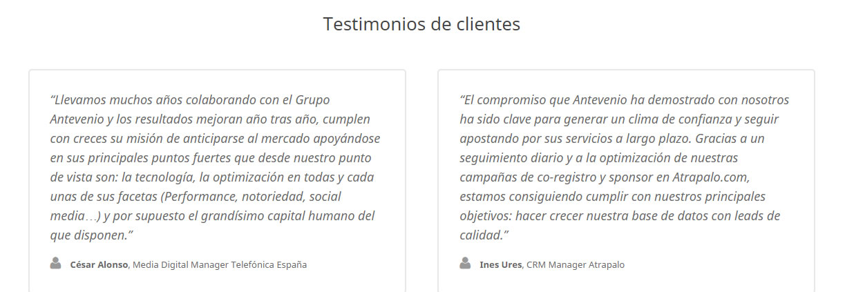 testimonios de usuarios