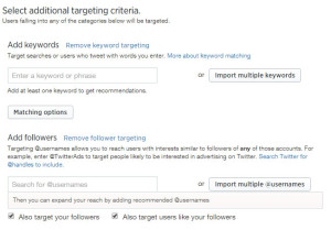 criterios de targeting de Twitter Ads