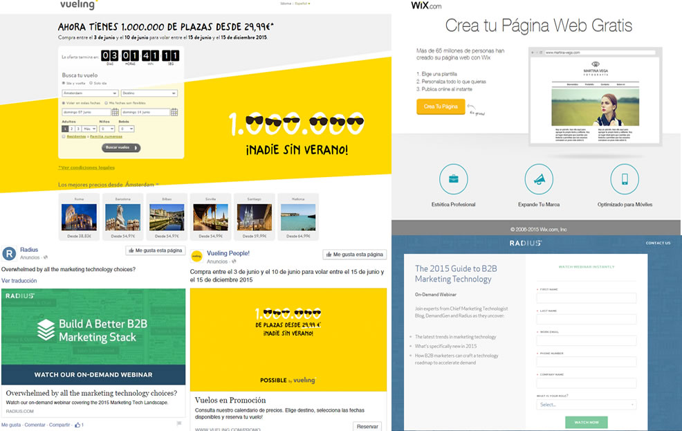 ejemplos de landing pages eficaces para Facebook Ads