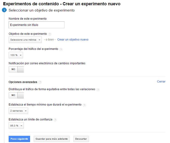 Define objetivos con Google Analytics