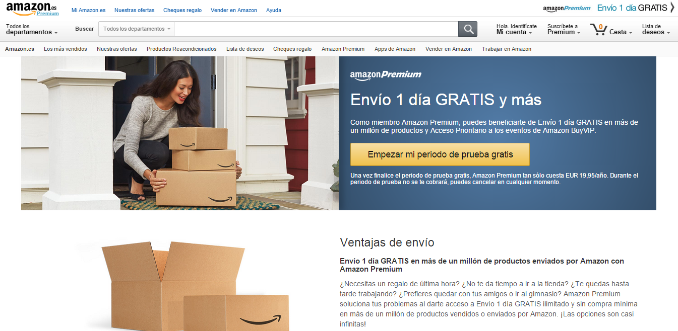 emplazamiento de la CTA en la landing page de Amazon