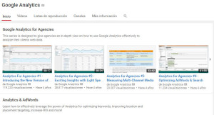Canal de Youtube de Google Analytics