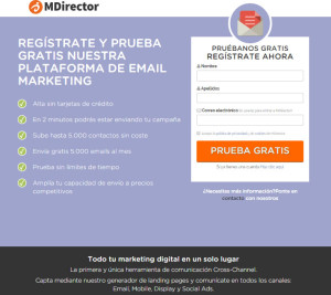 landing page de MDirector