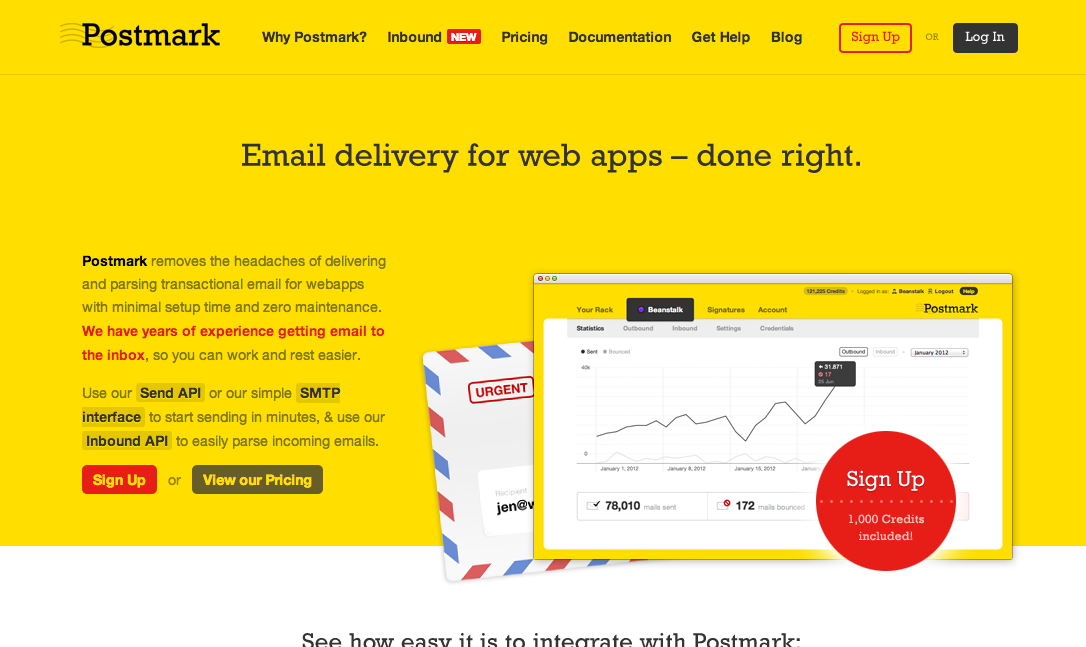 landing pages para startups: Postmark