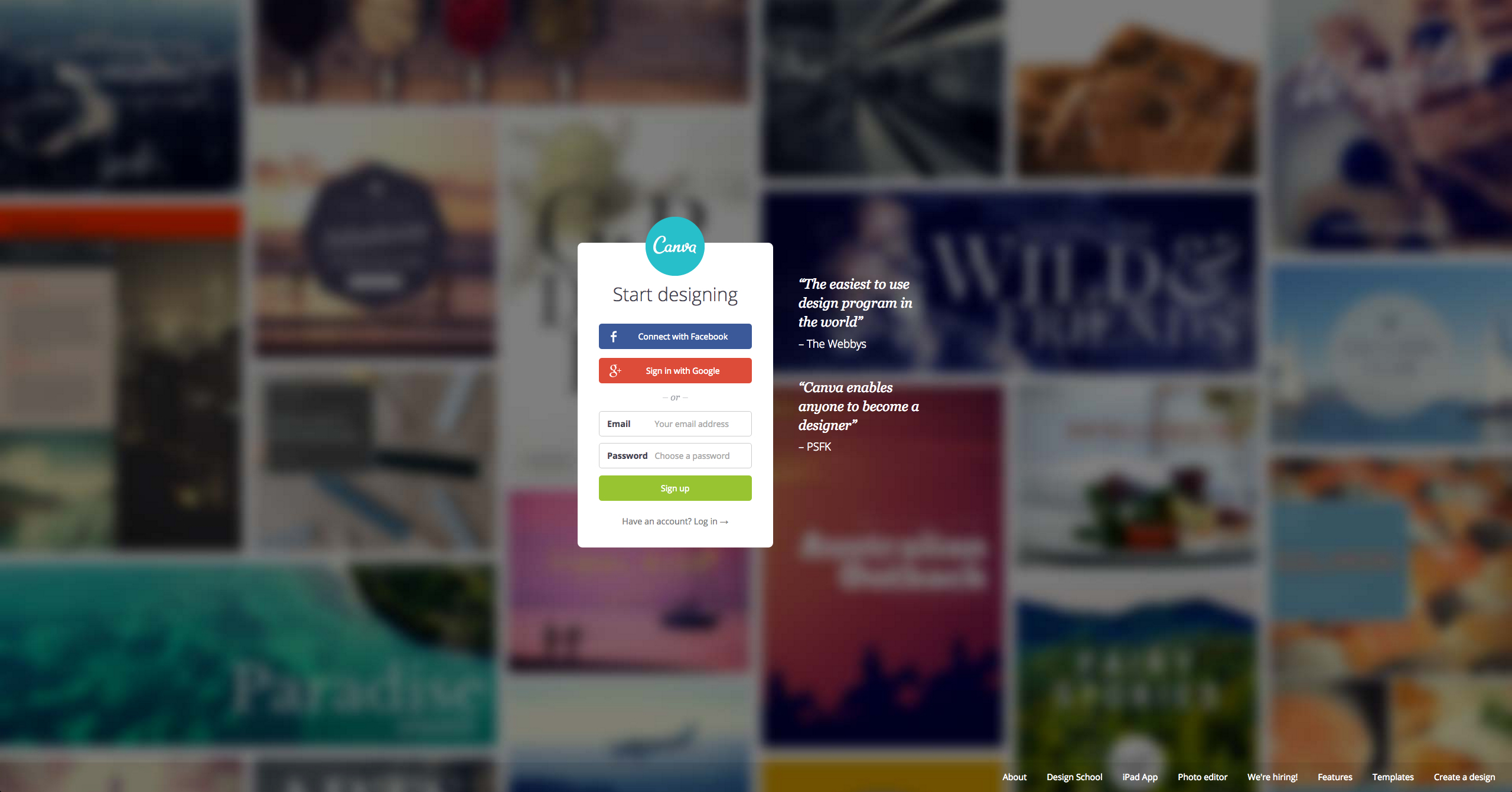 características de una landing page: Canva