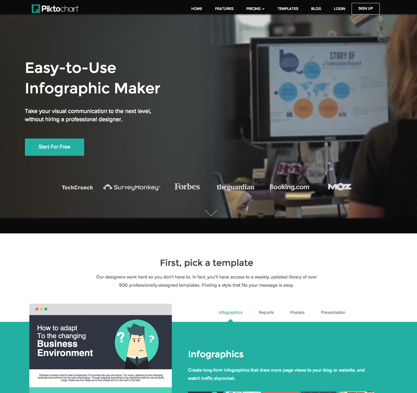 características de una landing page: Piktochart