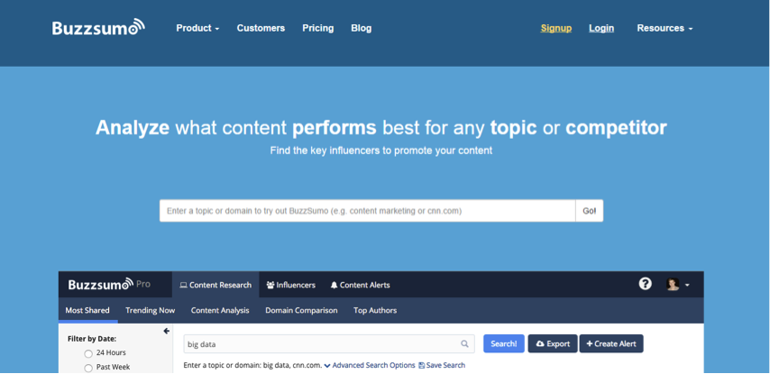herramientas para community management: Buzzsumo