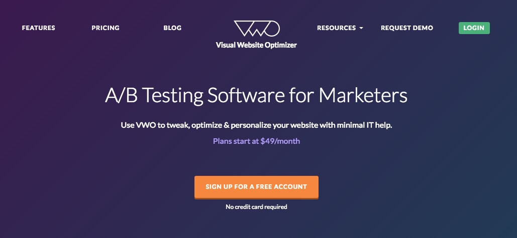 herramientas para la optimización de conversiones: Visual Website Optimizer