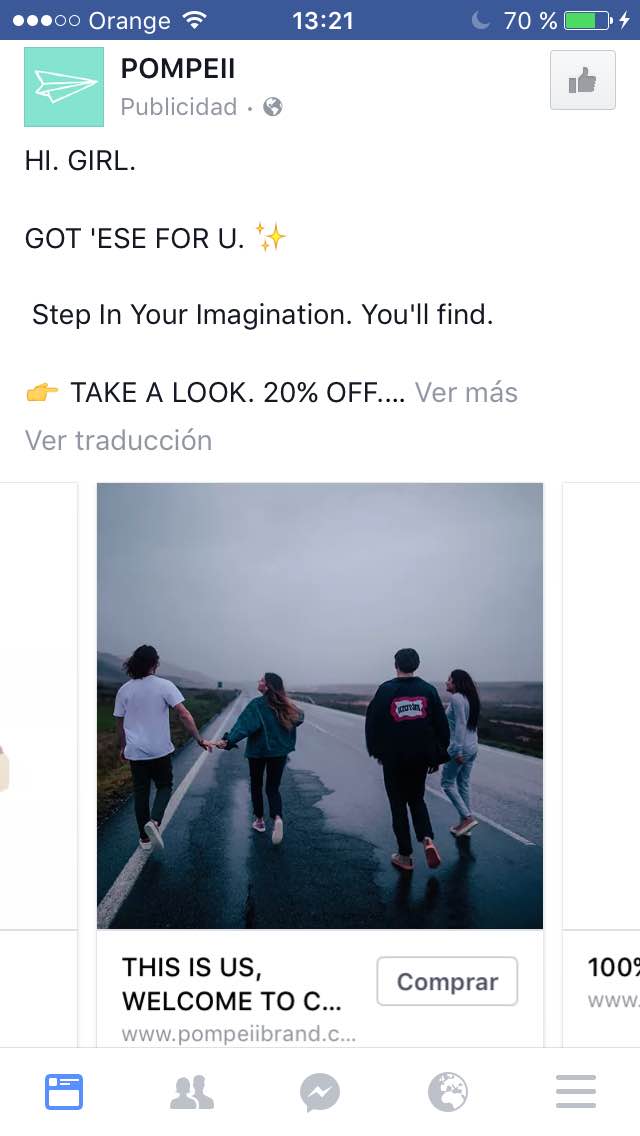 botones "call to action" en Facebook - Pompei