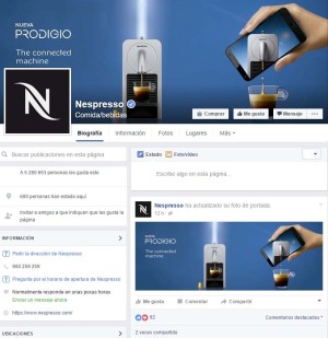 botones "call to action" en Facebook - Nespresso