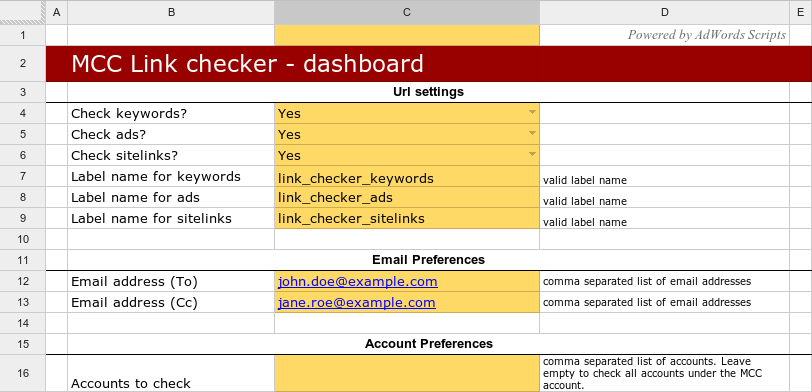 scripts para Google Adwords: comprobador de urls