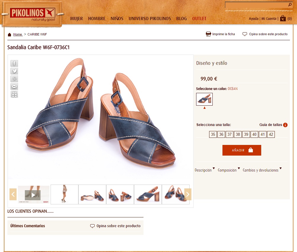 organización de una landing page: Pikolinos