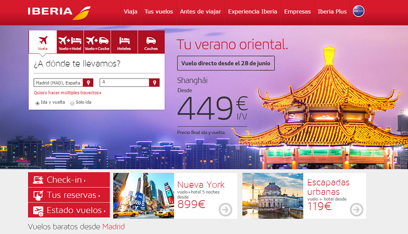 Landing page Iberia