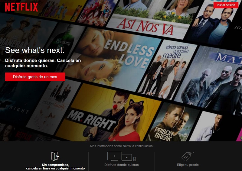 Landing page de Netflix