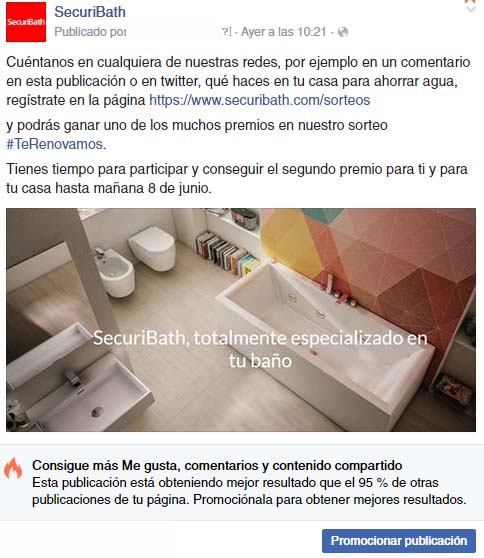 post promocionado en Facebook