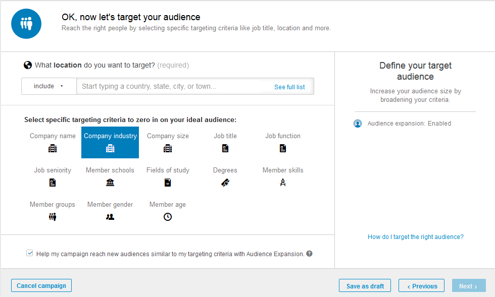 segmentar anuncios en LinkedIn