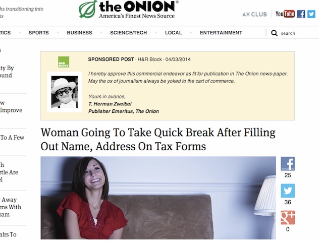 Formatos de publicidad nativa: The Onion