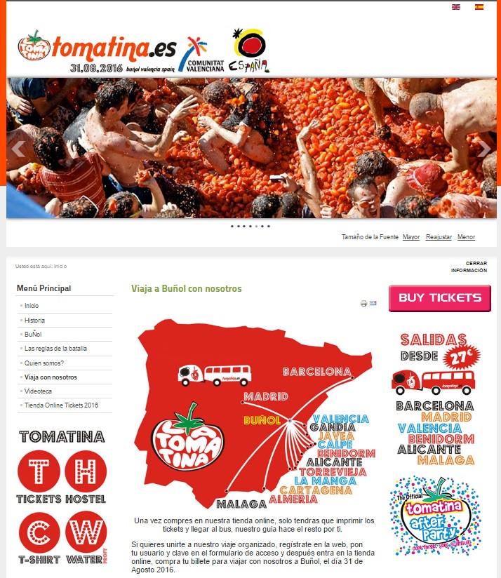 landing pages de fiestas veraniegas: Tomatina