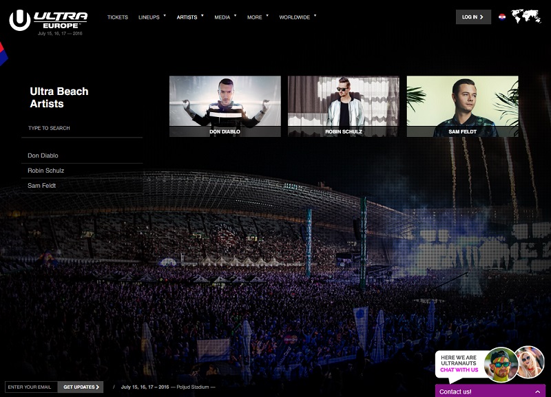 landing pages de fiestas veraniegas: UltraEurope