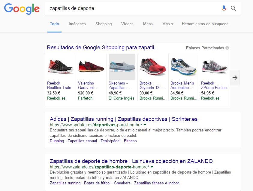 resultados de Google Shopping