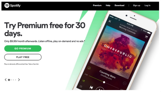 CTAs para mejorar la conversión: Spotify