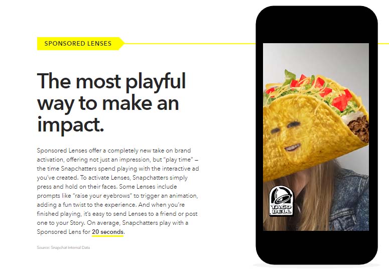 Guia de publicidad en Snapchat: sponsored lenses