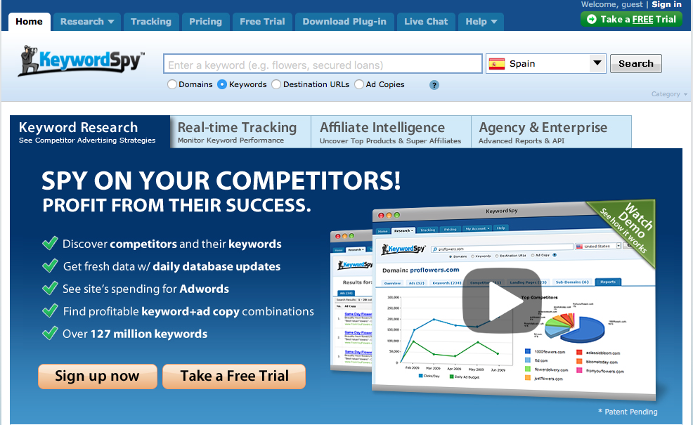 elegir las mejores keywords: KeywordSpy