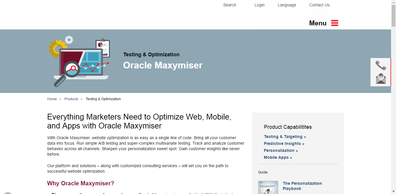 Herramientas para realizar tests multivariantes: Oracle Maxymiser