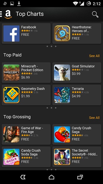 canales de descarga de apps: Amazon