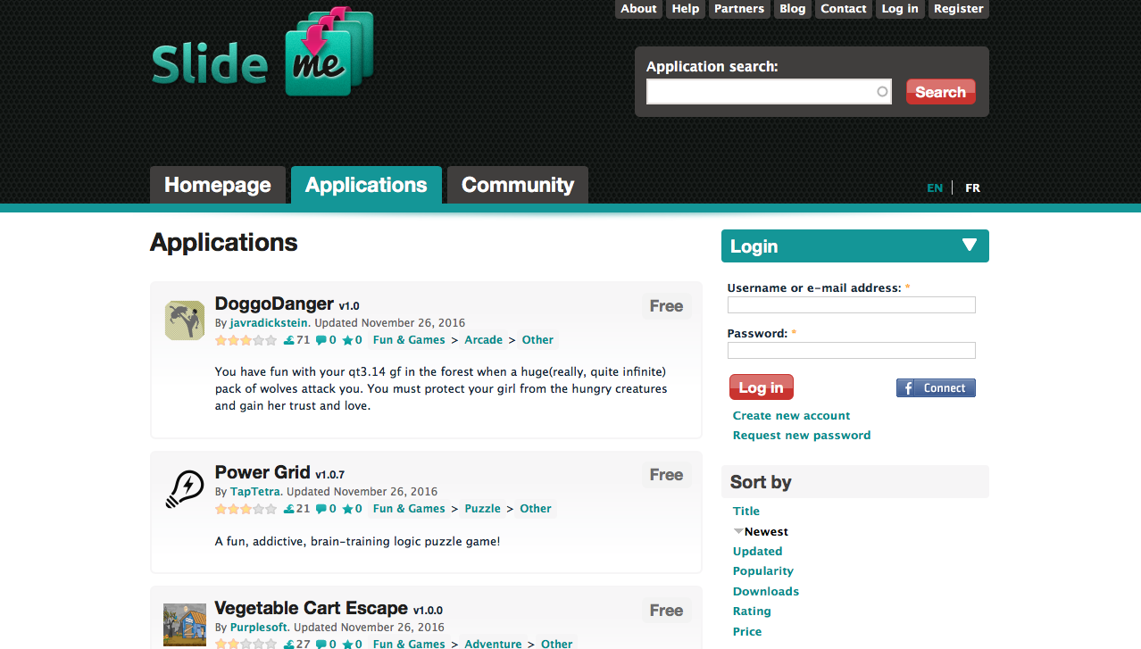 canales de descarga de apps: SlideMe
