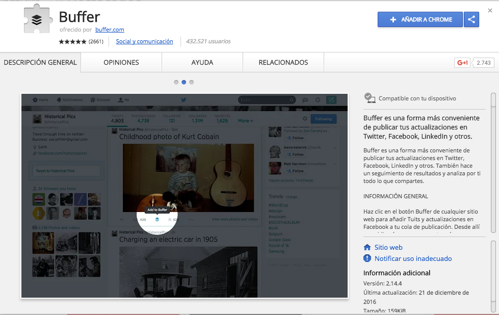 extensiones de Chrome para marketing digital Buffer