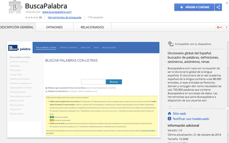 extensiones de Chrome para marketing digital Buscapalabra