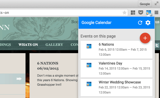 extensiones de Chrome para marketing digital: Google Calendar