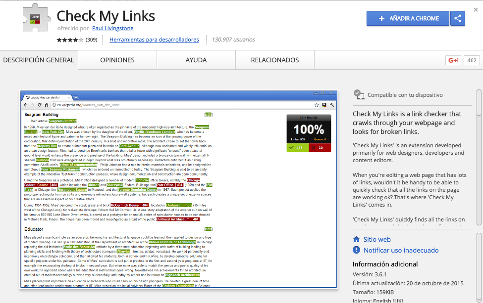 extensiones de Chrome para marketing digital Check My Links