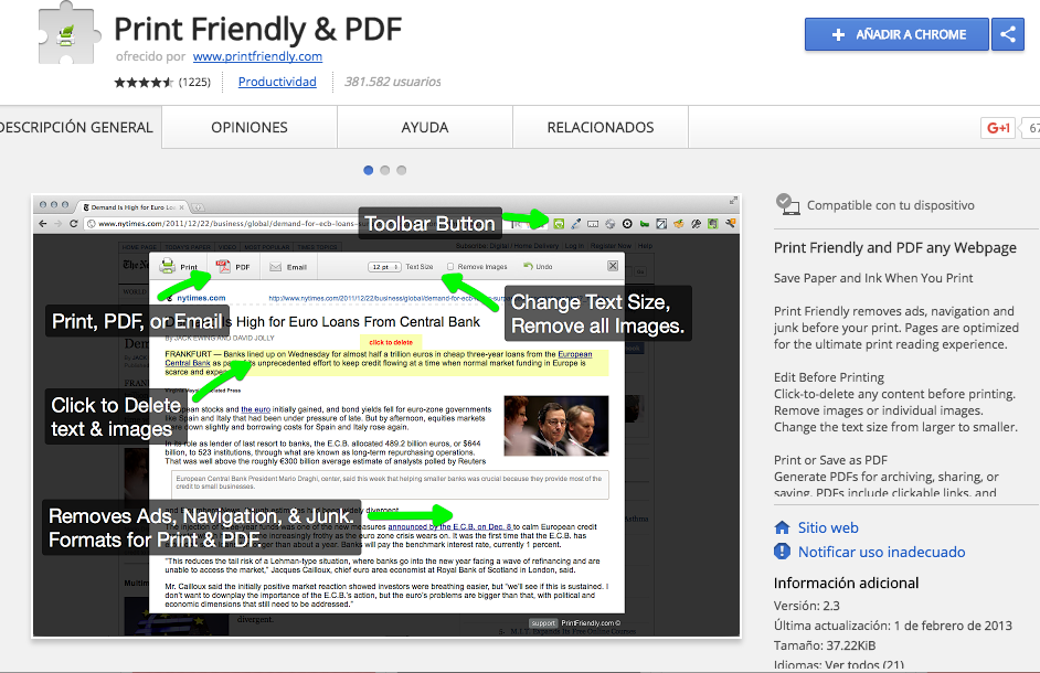 extensiones de Chrome para marketing digital Print Friendly