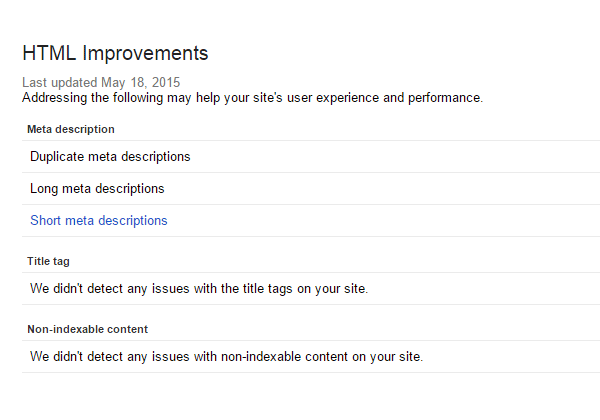 razones para utilizar Google Search Console: mejoras HTML