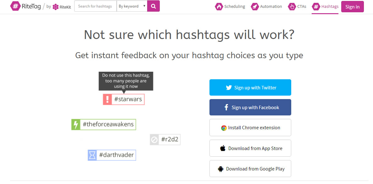 herramientas para analizar hashtags: Ritetag