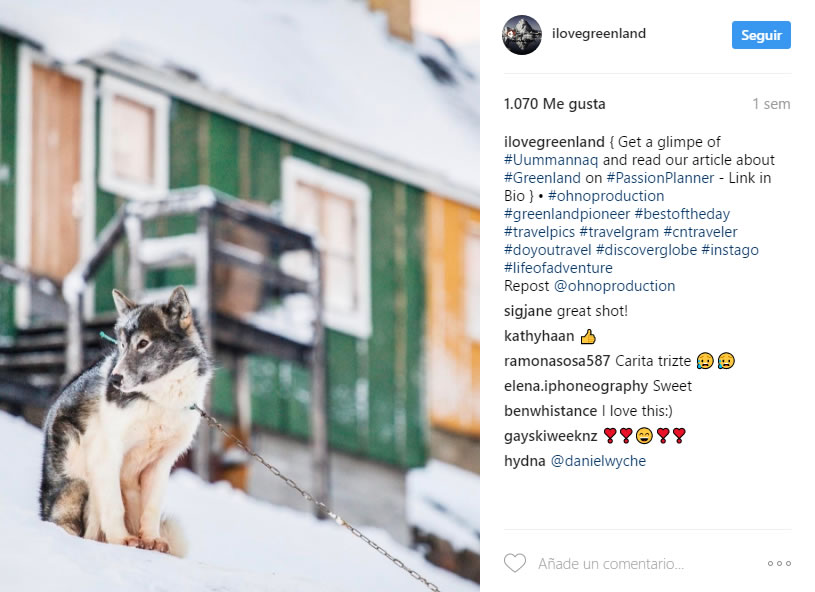 fomentar el turismo con Instagram: Groenlandia