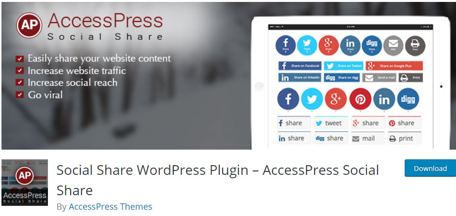 Social Share WordPress Plugin – AccessPress Social Share