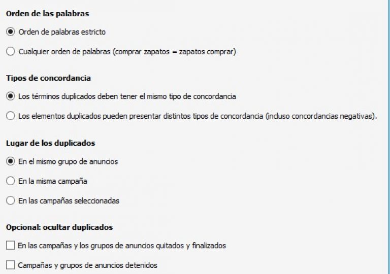 duplicados en Adwords Editor