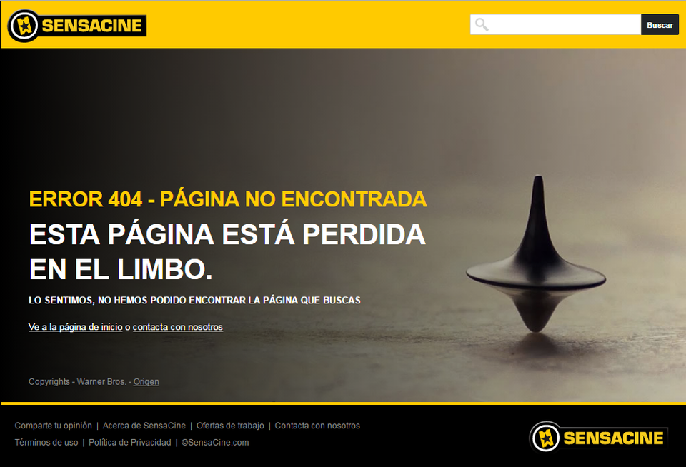 ejemplos de páginas 404: Sensacine