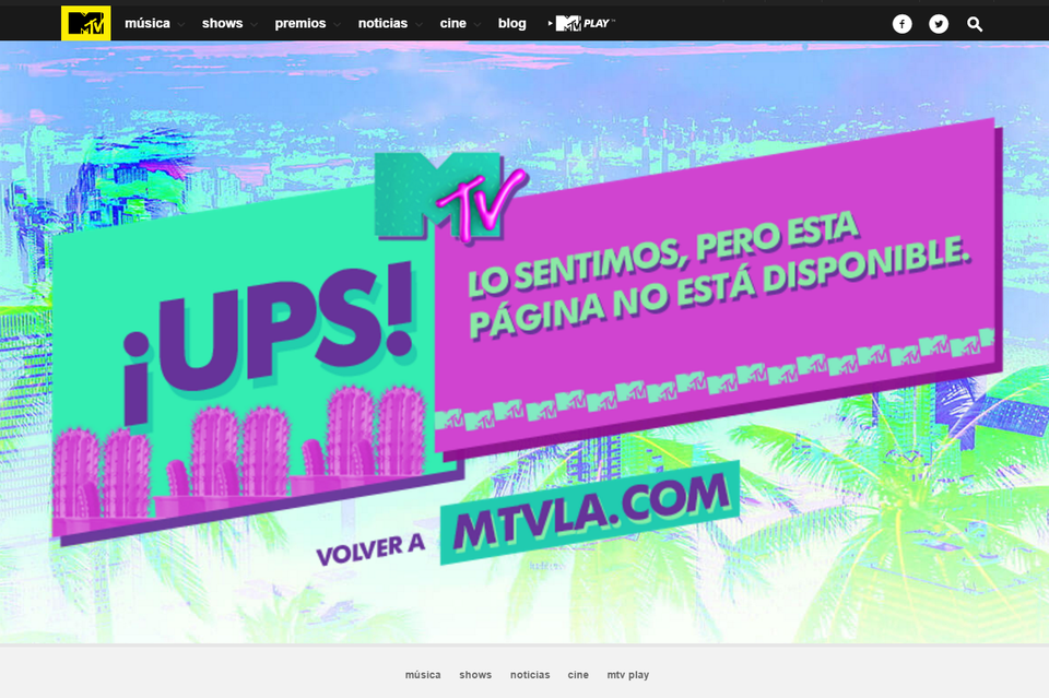 ejemplos de páginas 404: MTV