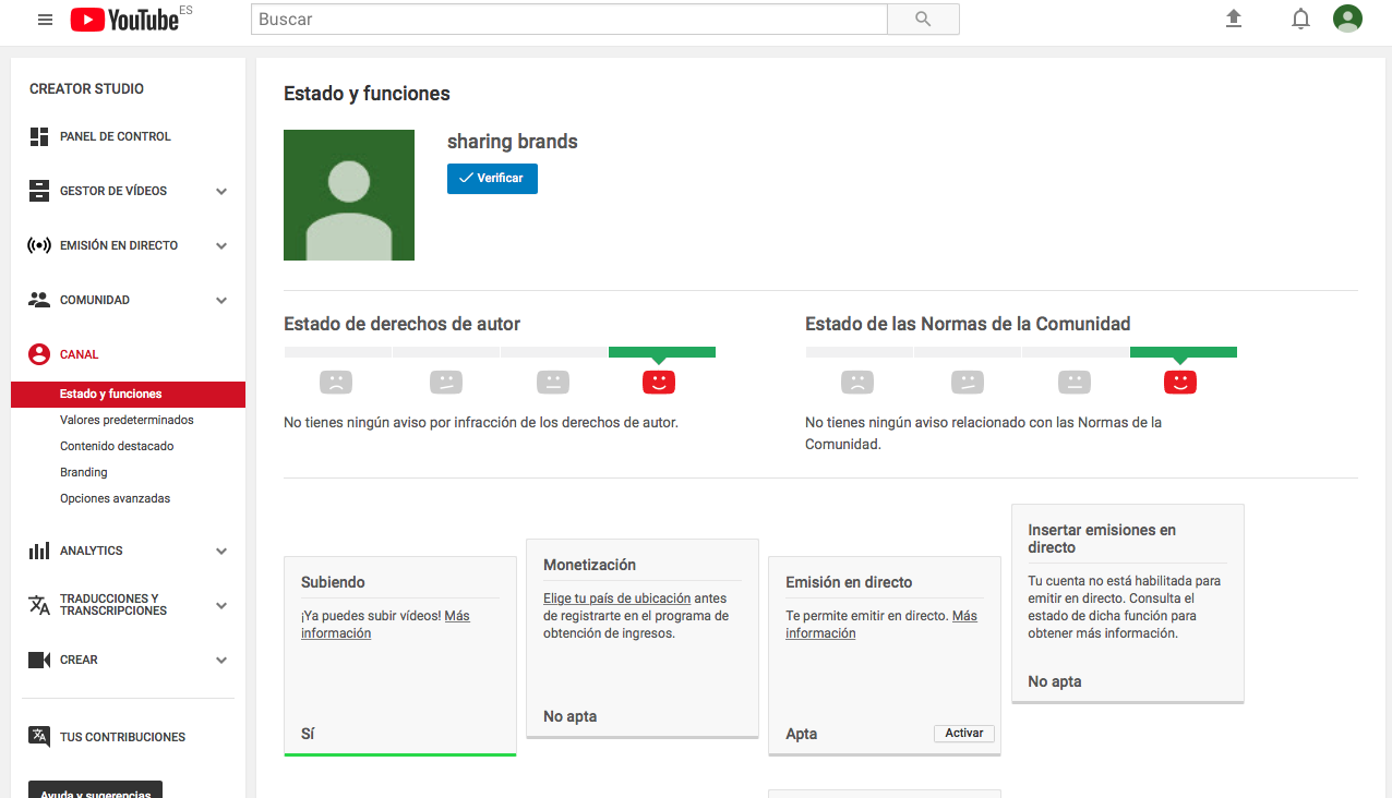 crear un canal de Youtube