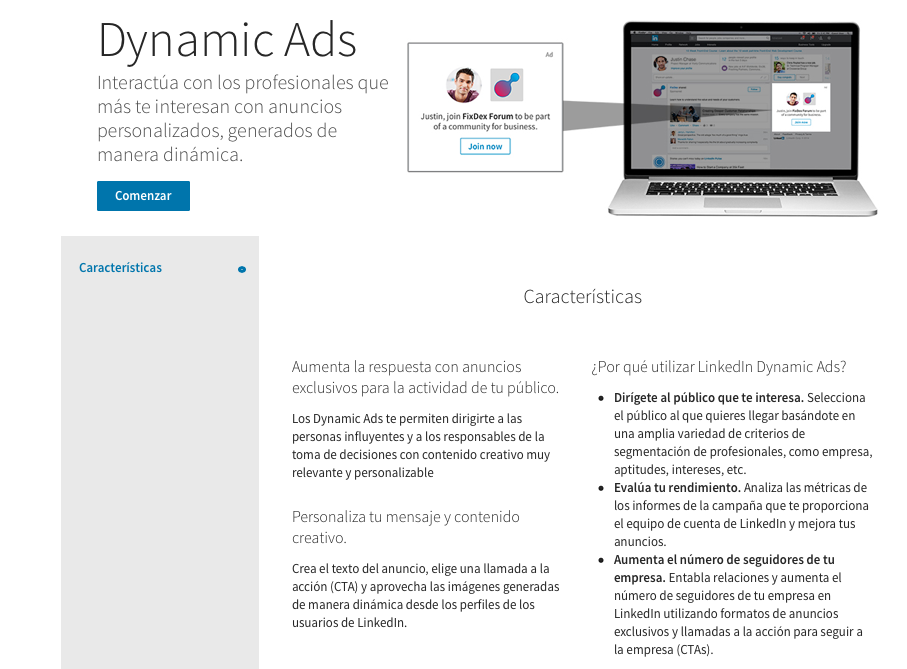 Publicidad en Linkedin; anuncios dinámicos