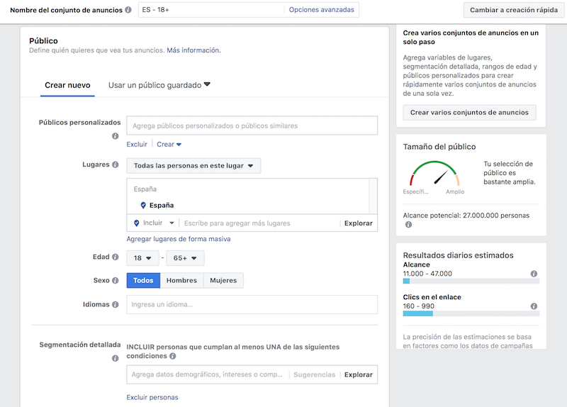 Configuración tu público objetivo
