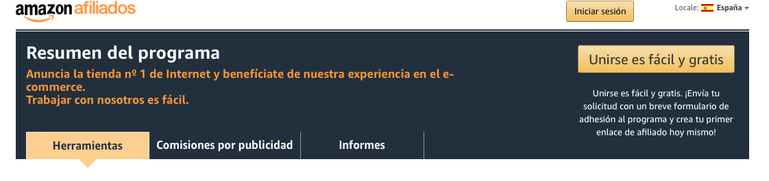 Amazon Afiliados. Registro