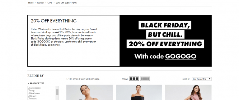asos campañas del Black Friday